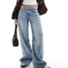 Bershka Wide Leg Skater Jeans In Washed Light Blue For Women -Chic Maze Sales 207299863 1 blue