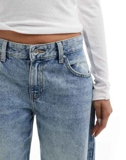 Bershka Wide Leg Skater Jeans In Washed Light Blue For Women -Chic Maze Sales 207299863 5