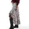 Bershka Hanky Hem Maxi Skirt In Black And White Check For Women -Chic Maze Sales 207299890 1 black