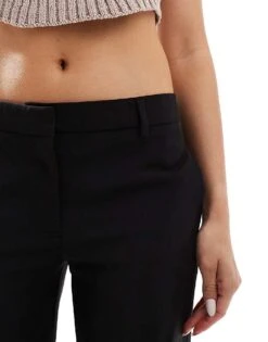 Bershka Straight Leg Tailored Trousers In Black For Women Black -Chic Maze Sales 207299905 4
