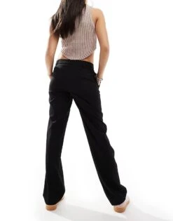 Bershka Straight Leg Tailored Trousers In Black For Women Black -Chic Maze Sales 207299905 5