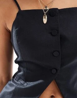 Bershka High Neck Tailored Waistcoat In Black For Women -Chic Maze Sales 207299941 3