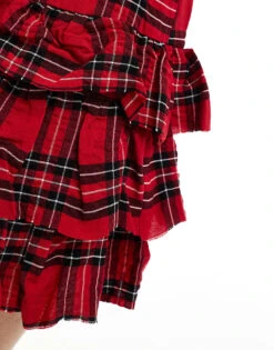 Bershka Ruffled Tiered Mini Skirt In Red & Black Check For Women Multi -Chic Maze Sales 207299972 5