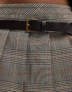 Bershka Boxer Detail Pleated Mini Skirt In Brown Check For Women -Chic Maze Sales 207309940 3