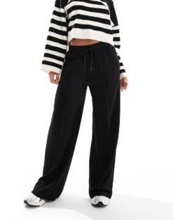 Bershka Tie Waist Wide Leg Joggers In Black For Women -Chic Maze Sales 207310001 1 black 1