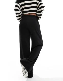 Bershka Tie Waist Wide Leg Joggers In Black For Women -Chic Maze Sales 207310001 4