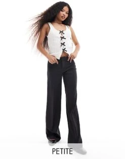 Bershka Petite Tailored Trouser In Charcoal For Women Grey -Chic Maze Sales 207310088 1 grey 1