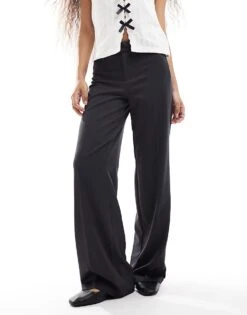 Bershka Petite Tailored Trouser In Charcoal For Women Grey -Chic Maze Sales 207310088 2