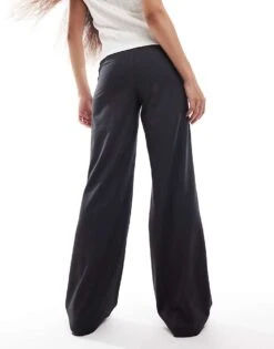 Bershka Petite Tailored Trouser In Charcoal For Women Grey -Chic Maze Sales 207310088 3