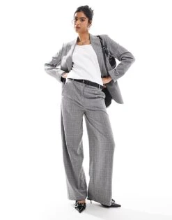 Bershka Oversized Mansy Blazer And Trouser Co-ord In Grey Check -Chic Maze Sales 207324680 1 grey
