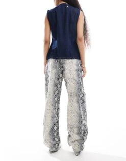Bershka Petite Balloon Jeans In Snakeskin Print For Women Multi -Chic Maze Sales 207324705 2