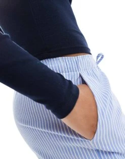 Bershka Long Sleeve Baby Tee In Navy Blue For Women Mblue -Chic Maze Sales 207324732 3