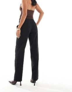 Bershka Petite Straight Leg Tailored Trousers In Black For Women -Chic Maze Sales 207324754 5