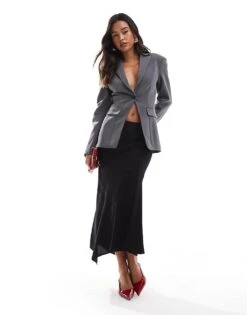 Bershka Waist Cinched Blazer In Grey For Women