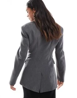 Bershka Waist Cinched Blazer In Grey For Women -Chic Maze Sales 207324789 3