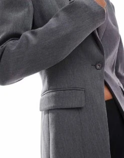 Bershka Waist Cinched Blazer In Grey For Women -Chic Maze Sales 207324789 4