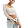 Bershka Lace Scoop Neck Top In Pale Pink For Women -Chic Maze Sales 207324817 1 pink