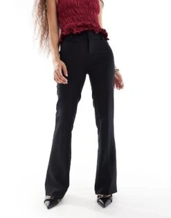 Bershka Petite Flared Tailored Trousers In Black For Women -Chic Maze Sales 207324844 2