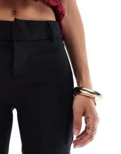 Bershka Petite Flared Tailored Trousers In Black For Women -Chic Maze Sales 207324844 4