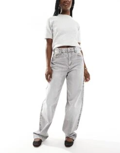 Bershka Ultra Wide Leg Jeans In Light Grey For Women -Chic Maze Sales 207324865 1 grey 1