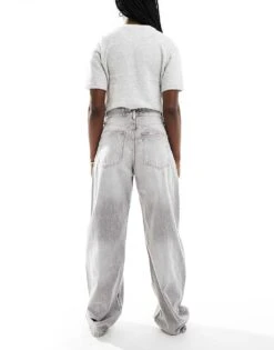 Bershka Ultra Wide Leg Jeans In Light Grey For Women -Chic Maze Sales 207324865 2