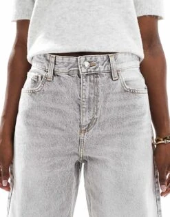 Bershka Ultra Wide Leg Jeans In Light Grey For Women -Chic Maze Sales 207324865 5