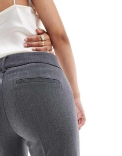 Bershka Petite Flared Tailored Trousers In Dark Grey For Women -Chic Maze Sales 207324889 5