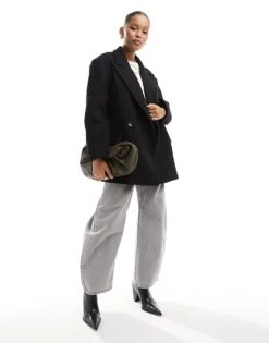 Bershka Boxy Oversized Tailored Coat In Black For Women -Chic Maze Sales 207346694 1 black 1
