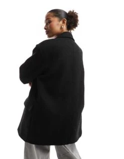 Bershka Boxy Oversized Tailored Coat In Black For Women -Chic Maze Sales 207346694 4