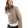 Bershka Wool Look Boxy Biker Jacket In Sand For Women -Chic Maze Sales 207346706 1 sand