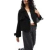 Bershka Cropped Wool Look Trench Coat In Black For Women -Chic Maze Sales 207346713 1 black