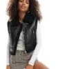 Bershka Shearling Trim Gilet In Black For Women -Chic Maze Sales 207379891 1 black