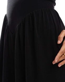 Bershka Drop Waist Jersey Maxi Dress In Black For Women -Chic Maze Sales 207379964 3