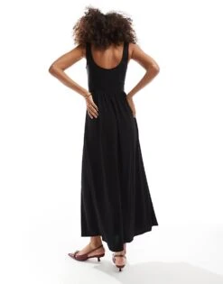 Bershka Drop Waist Jersey Maxi Dress In Black For Women -Chic Maze Sales 207379964 4