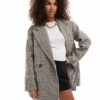 Bershka Boxy Oversized Tailored Coat In Brown Check For Women -Chic Maze Sales 207379988 1 brown