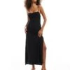 Bershka Strappy Midi Dress In Black For Women -Chic Maze Sales 207380167 1 black