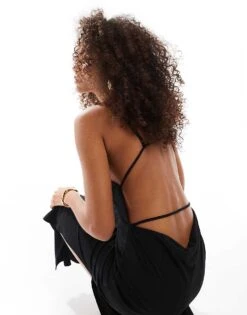 Bershka Strappy Midi Dress In Black For Women -Chic Maze Sales 207380167 2