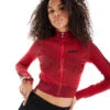 Bershka Zip Through Ribbed Jumper In Red For Women -Chic Maze Sales 207409176 1 red
