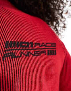 Bershka Zip Through Ribbed Jumper In Red For Women -Chic Maze Sales 207409176 3