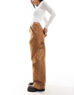 Bershka Carpenter Trousers In Sand For Women -Chic Maze Sales 207409221 2