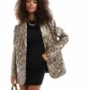 Bershka Faux Leather Oversized Blazer In Snake Print For Women Multi -Chic Maze Sales 207409238 1 multi