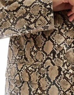 Bershka Faux Leather Oversized Blazer In Snake Print For Women Multi -Chic Maze Sales 207409238 4