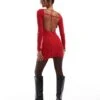Bershka Knitted Open Back Dress In Red For Women -Chic Maze Sales 207437888 1 red
