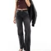 Bershka Straight Leg Jeans In Washed Black For Women -Chic Maze Sales 207444056 1 black