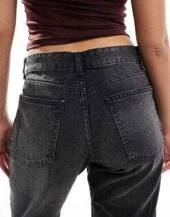 Bershka Straight Leg Jeans In Washed Black For Women -Chic Maze Sales 207444056 4