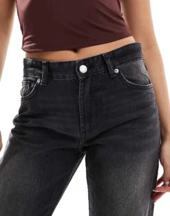 Bershka Straight Leg Jeans In Washed Black For Women -Chic Maze Sales 207444056 5