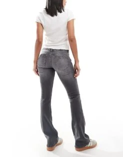 Bershka Low Rise Bootcut Jeans In Acid Wash Grey For Women -Chic Maze Sales 207444064 3