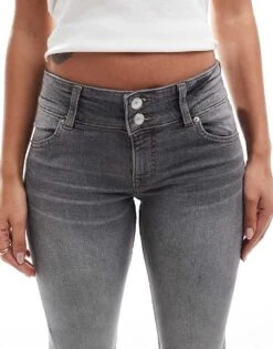 Bershka Low Rise Bootcut Jeans In Acid Wash Grey For Women -Chic Maze Sales 207444064 5