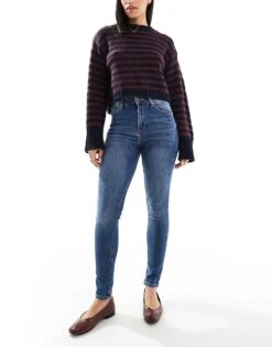 Bershka High Waist Skinny Jean In Dark Wash Blue For Women -Chic Maze Sales 207446403 1 blue 1