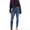Bershka High Waist Skinny Jean In Dark Wash Blue For Women -Chic Maze Sales 207446403 1 blue